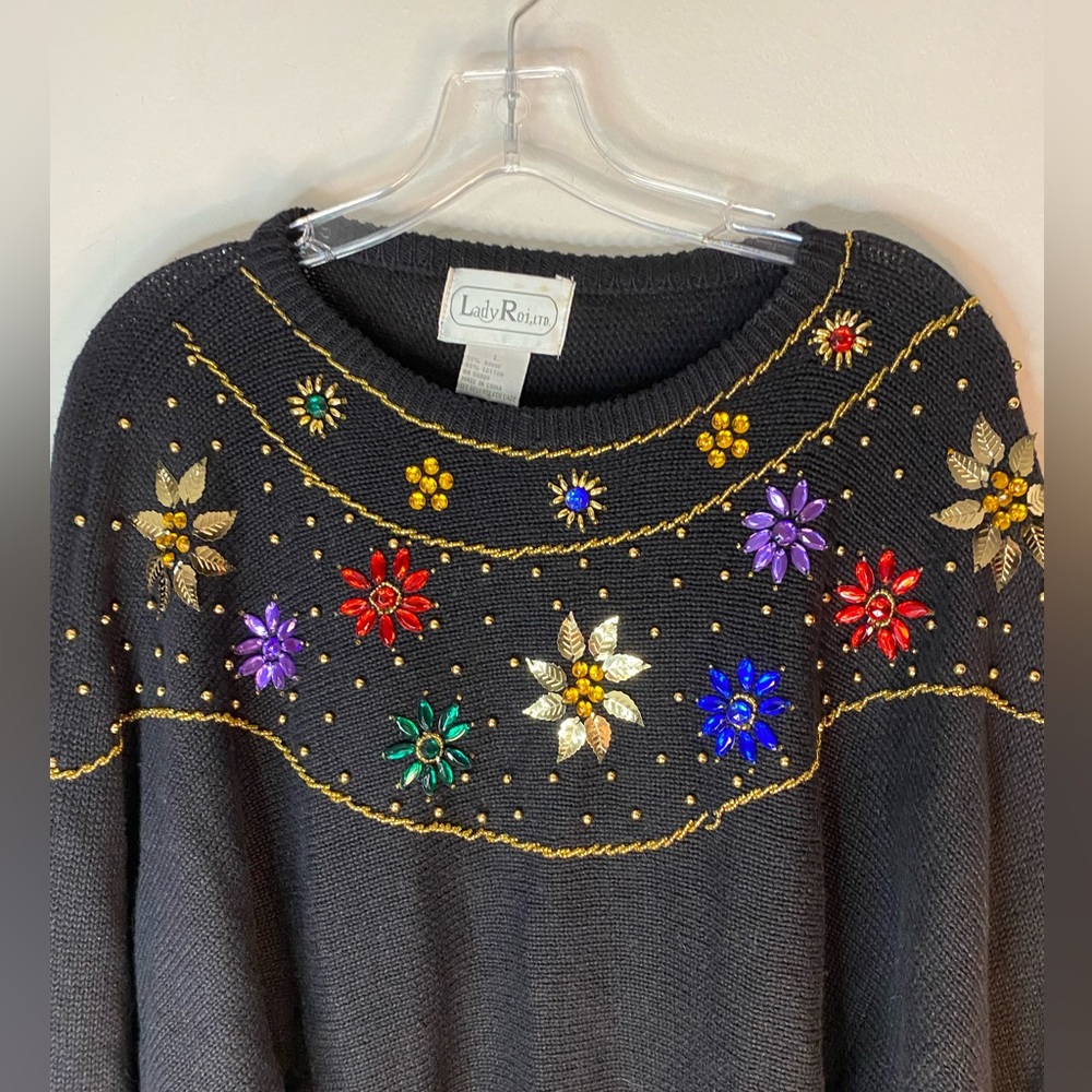 Vintage Lady Roi LTD 80’s Retro Black Sequin Sweater. - Picture 3 of 7
